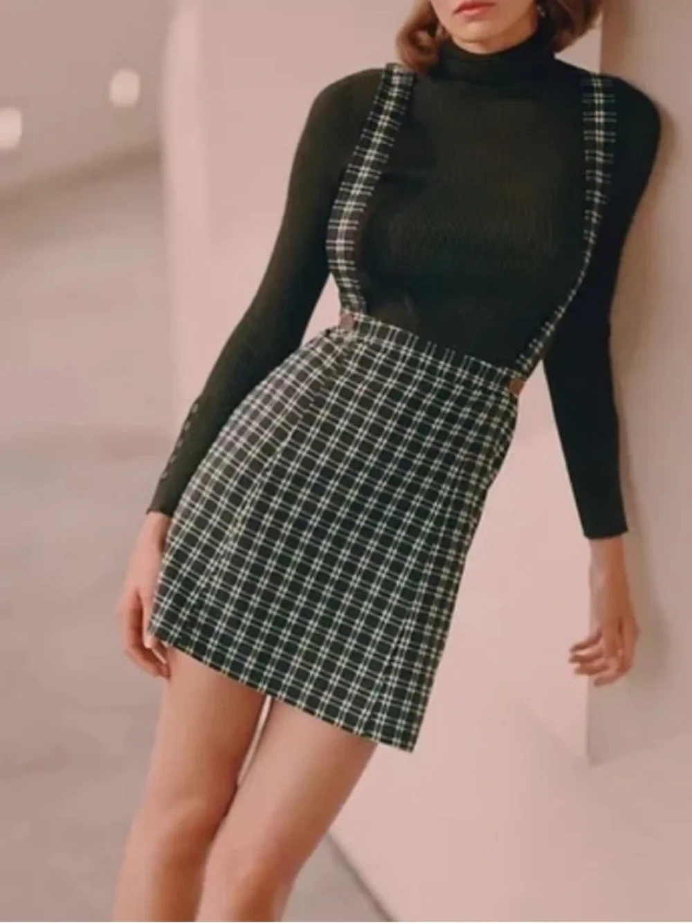 Anthropologie Maeve Plaid Pinafore Mini Skirt, Size 8, NWT